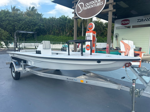 SkimmerSkiff 16’6 CC Whisper Grey. Yamaha or Tohatsu 60hp Available. (Key Largo Location)